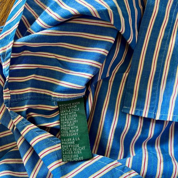 Lauren Ralph Lauren Women’s Size 10 Embroidered Crest Logo Striped Cotton Shirt - Picture 9 of 11